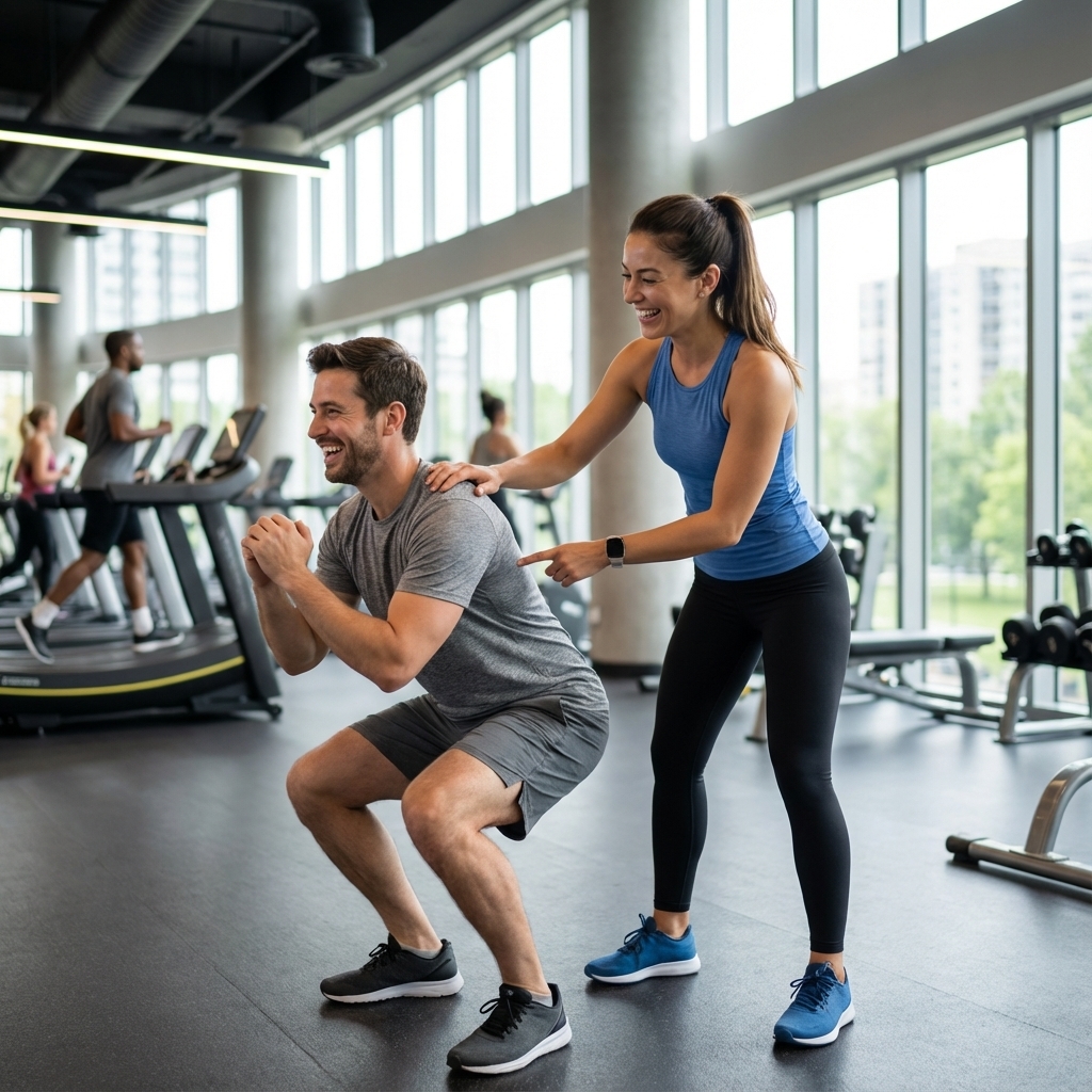 Trenér pomáhá klientovi